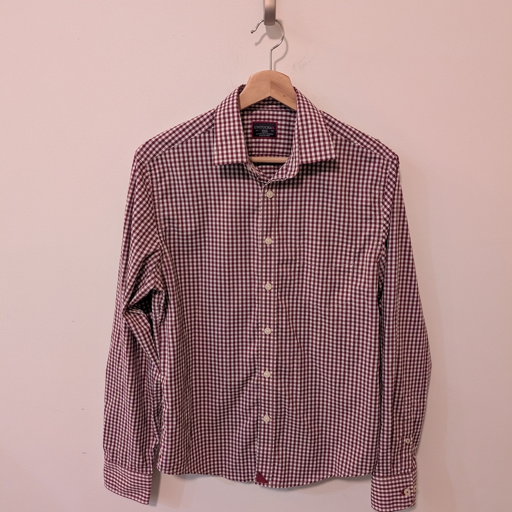 UNTUCKit Slim Fit Red Gingham Casual Button-Down Long sleeve Shirt Men's Size S